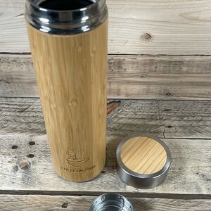 Bezelman Bamboo Thermos with Silver Lid